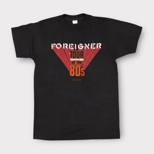 Vintage Foreigner Band T-Shirt Tour Of The 80s Single Stitch Rare Rock Small